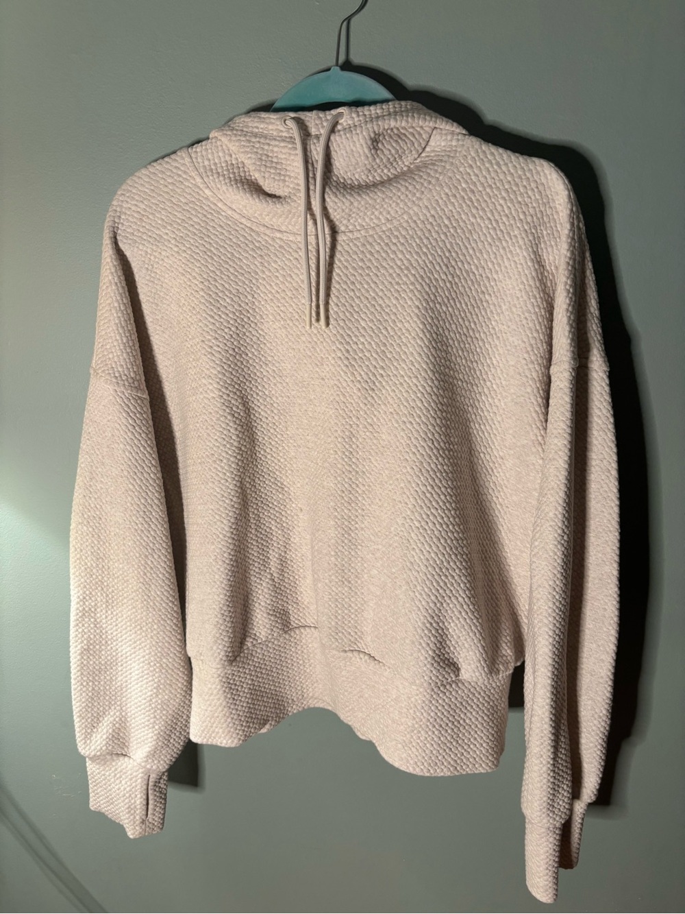 Old Navy Dynamic Fleece Cream Textured Oversized Hoodie Crop Sweatshirt XL